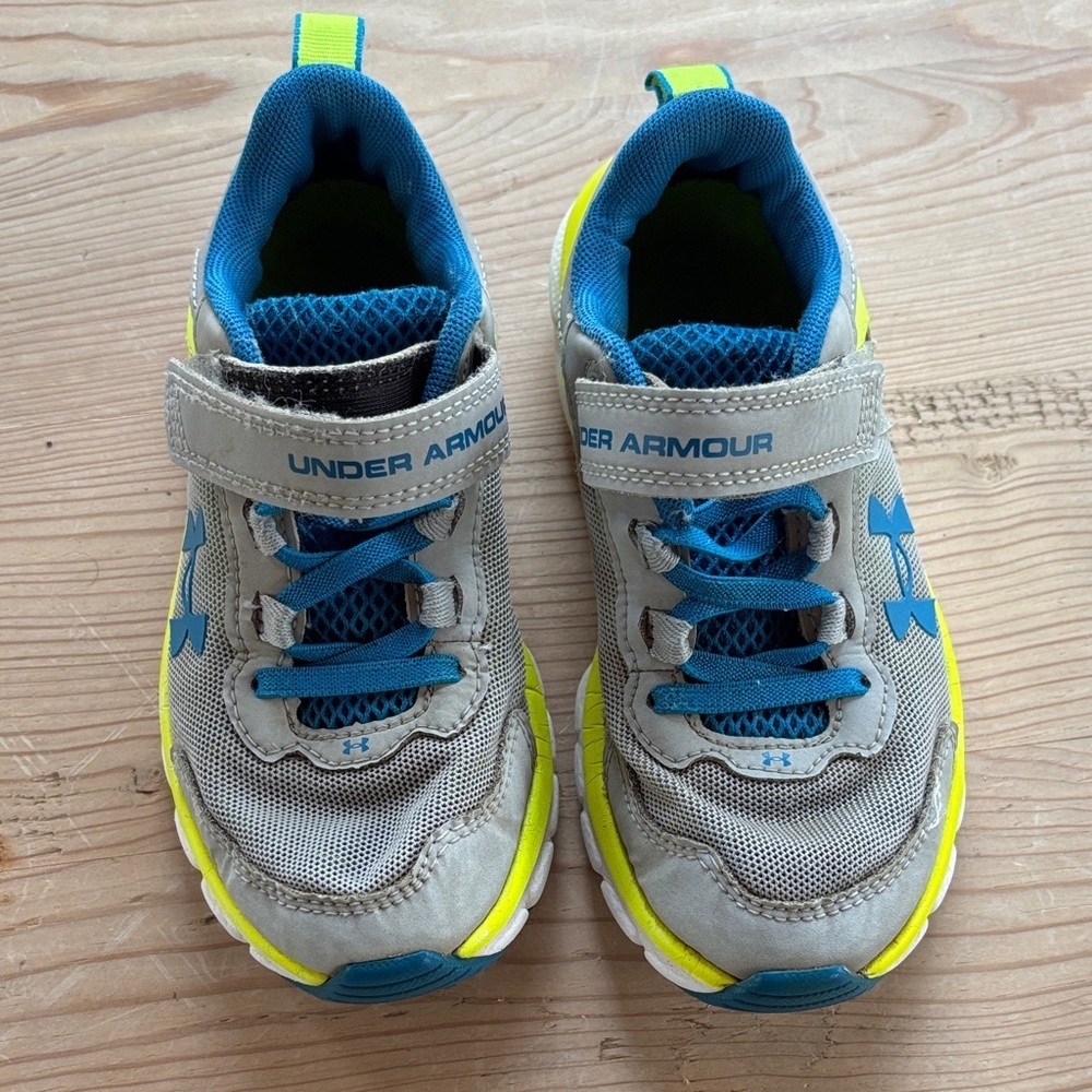 Under Armour Kids Sneakers - Gray, Blue, and Yellow